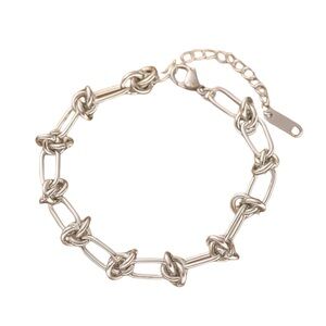 Stainless Steel Paperclip Knot Chain Bracelet | Silver Tone